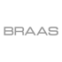 BRAAS-Logo in grauer Schrift auf dunkelgrünem Hintergrund.