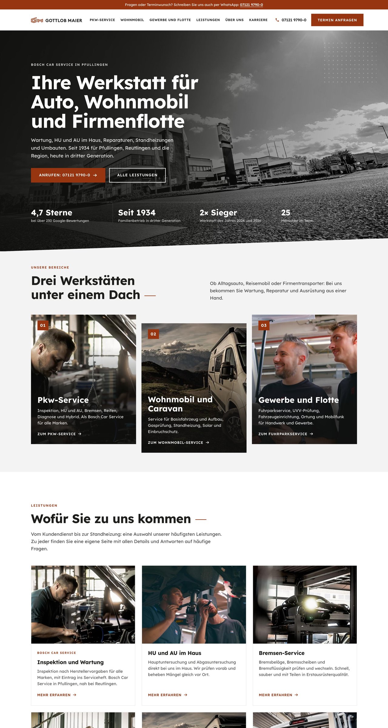 Gottlob Maier website, first three screens