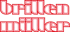 Roter Schriftzug "Brillen Müller" mit weißer Füllung auf dunkelgrünem Hintergrund.