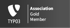 TYPO3 Association Gold Member Logo auf schwarzem Hintergrund.