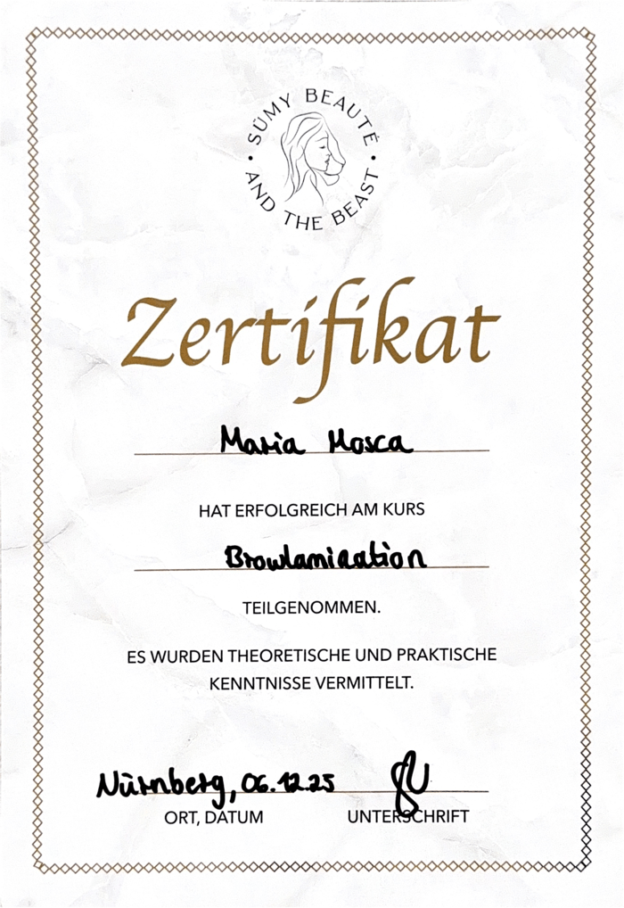 Browlamination Zertifikat