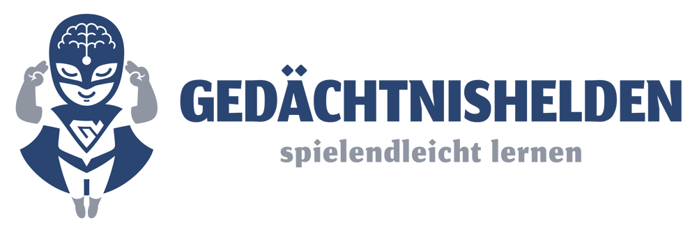 Superhelden-Figur mit Gehirn auf dem Kopf und einem Schild im Hintergrund, die auf die Schläfen zeigt.