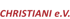 Roter Schriftzug CHRISTIANI e.V. auf schwarzem Hintergrund.