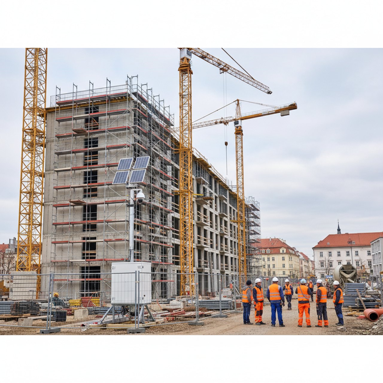 Gewerbliche Baustelle mit mobiler Videoüberwachung
