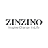 Zinzino Logo mit dem Text "Inspire Change In Life" auf dunkelgrünem Hintergrund.