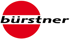 Rotes Kreislogo mit weißem Streifen und schwarzem Text "bürstner".