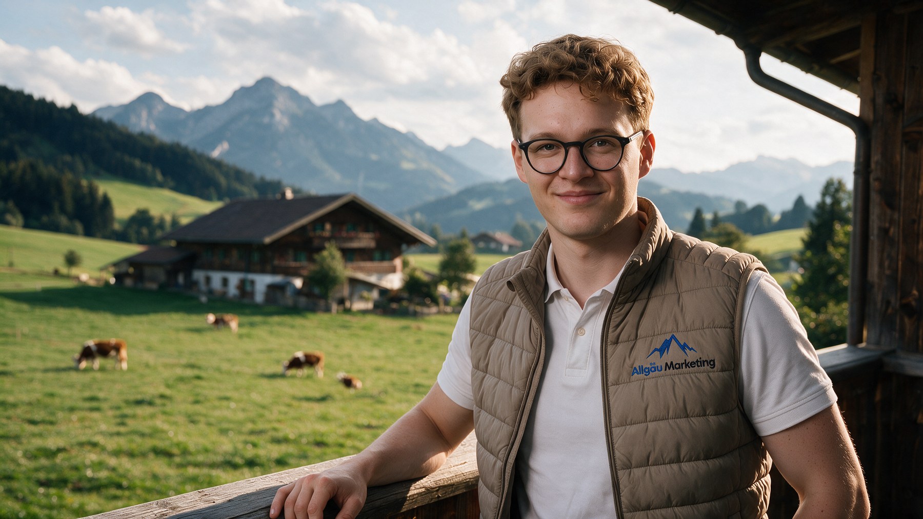 Oliver Schönemann von Allgäu Marketing im Gespräch mit einem Allgäuer Wirt