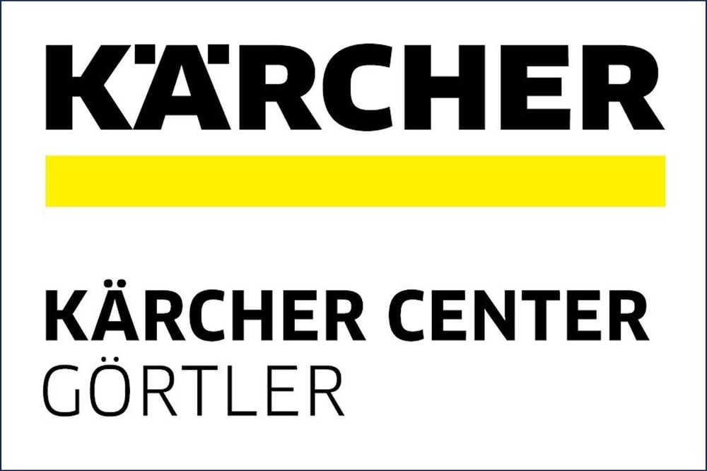 Kärcher Logo mit gelbem Streifen und Text "KÄRCHER CENTER GÖRTLER" darunter.