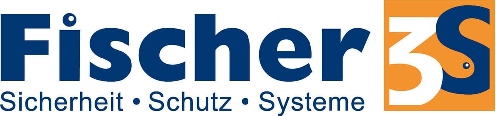Fischer 3S Logo in Blau und Orange mit den Wörtern Sicherheit • Schutz • Systeme.
