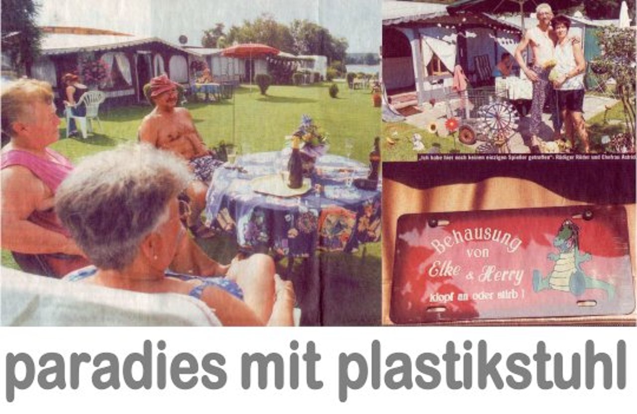Paradies mit Plastikstuhl.