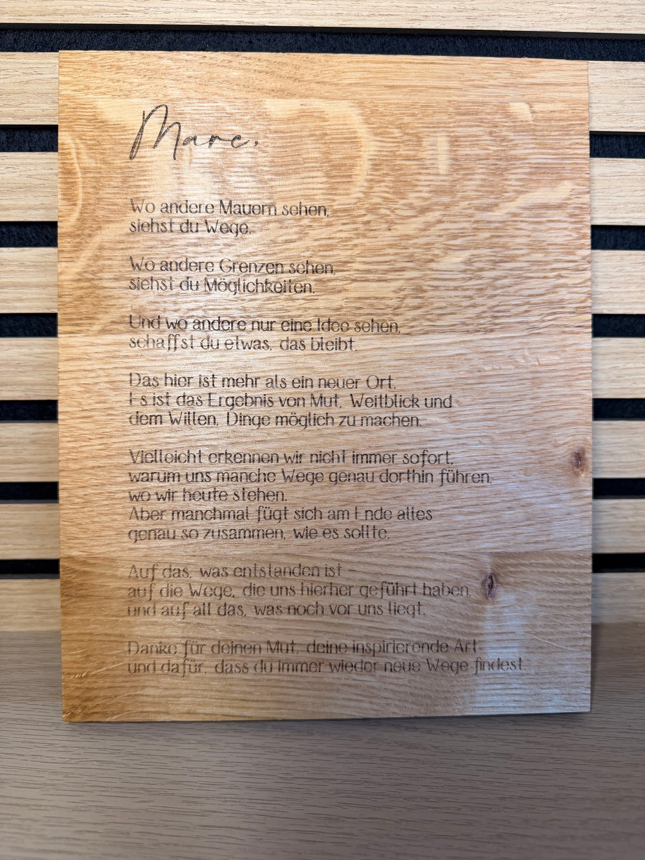 Holzplatte Gravur