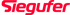 Roter Siegufer Schriftzug in kursiver, fetter Schrift auf schwarzem Hintergrund mit zwei weißen Quadraten links.