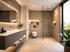 Modern gefliestes Badezimmer mit Großformatfliesen