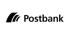 Logo der Postbank mit drei gebogenen, schwarzen Streifen und dem Schriftzug "Postbank".