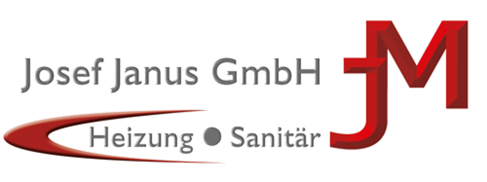 Logo von Josef Janus GmbH: Grauer Text "Josef Janus GmbH Heizung Sanitär" mit rotem J und M.
