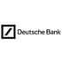 Deutsche Bank Logo: Schwarzer Schrägstrich in einem Quadrat neben dem Text "Deutsche Bank".