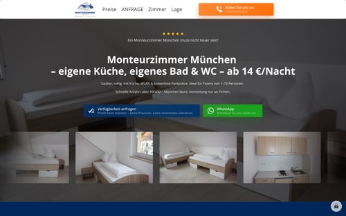 Webseite von Monteurzimmer Freising
