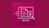 Weißes Umriss-Symbol eines Monitors mit Dokument, Lupe und Blitz auf dunklem Magenta-Hintergrund - Katastrophenschutz-Software Notfall- und Krisenmanager (NKM®).