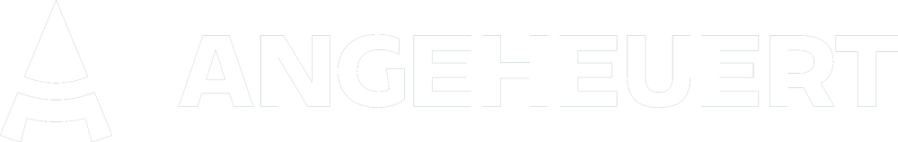 Weißes Logo mit dem Schriftzug ANGEHEUERT in Großbuchstaben und einem stilisierten A-Symbol.