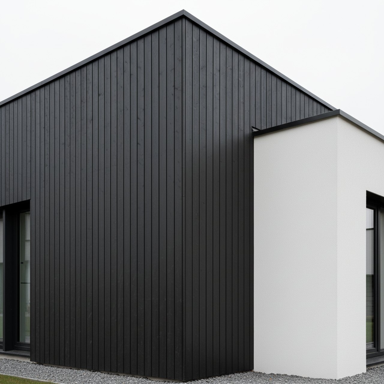 Fassadendetail mit Dämmung und Holzverkleidung, Trier / Saarland