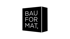 Logo der Marke Bauformat in weißer Schrift auf schwarzem Hintergrund mit vertikaler Trennlinie.