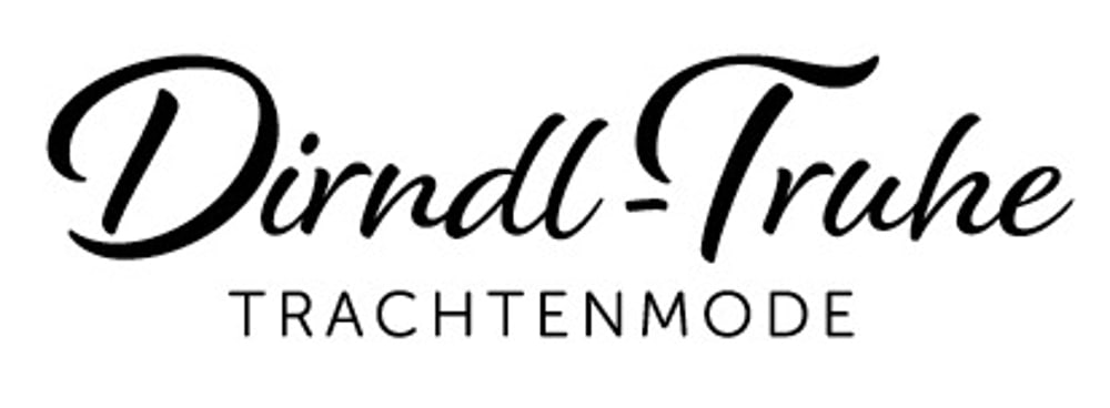 Schriftzug "Dirndl-Truhe" in Schwarz, darunter "TRACHTENMODE".