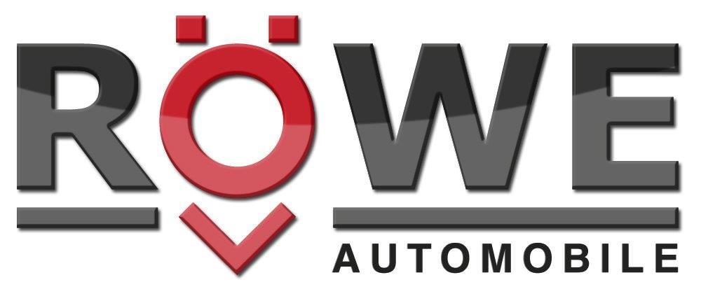 RÖWE AUTOMOBILE Logo in Schwarz und Rot mit Unterstrich.