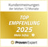 Proven Expert Siegel: Top Empfehlung 2025 basierend auf Kundenmeinungen der letzten 12 Monate.