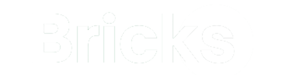 Der Text "Bricks" in Weiß auf grünem Hintergrund, mit einem gepunkteten Kreis um das "s".