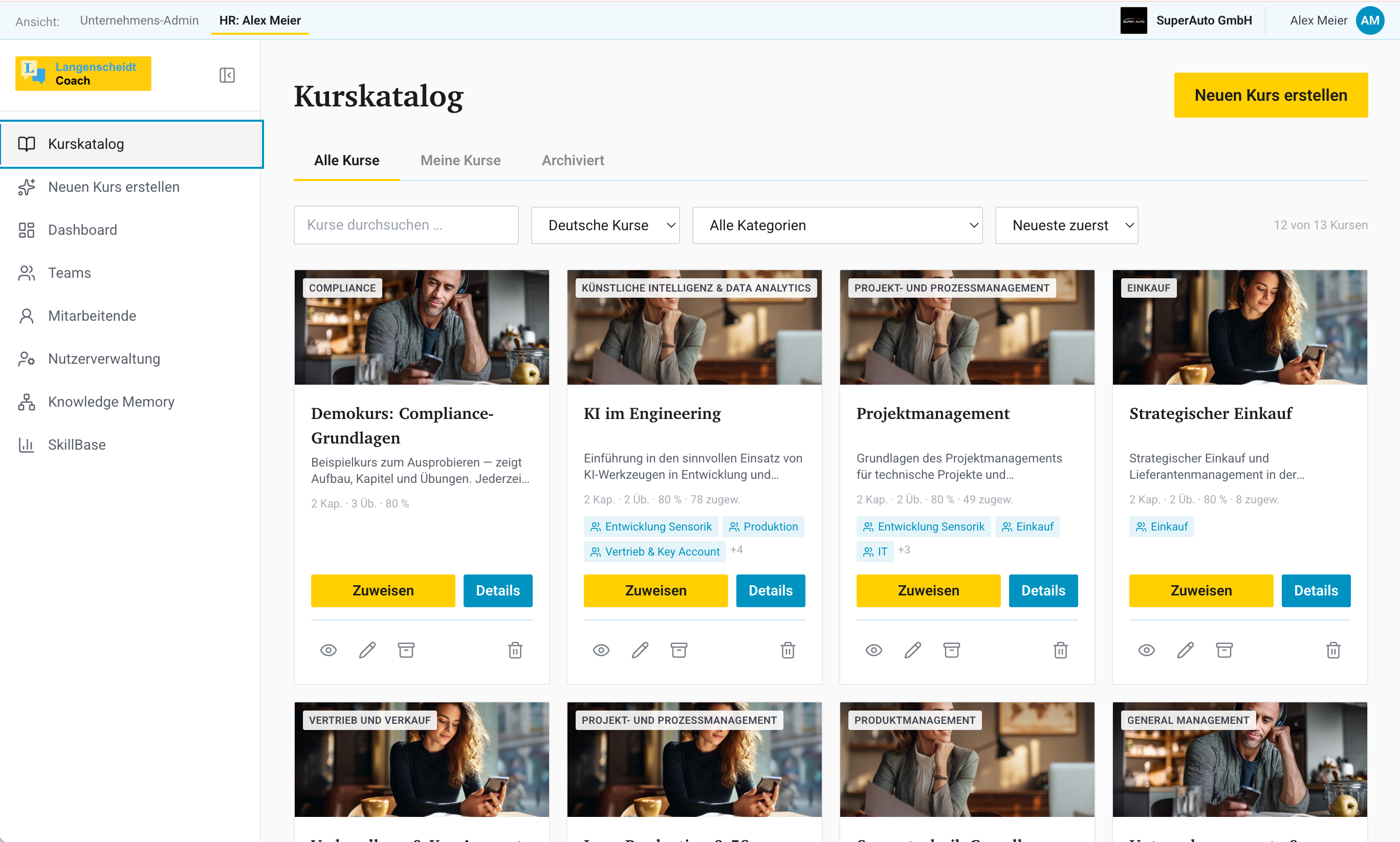 Perspektive des HR-Teams: Dashboard