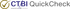 Logo mit goldenem Häkchen und dem Text "CT/BI QuickCheck" in Blau und Grau.
