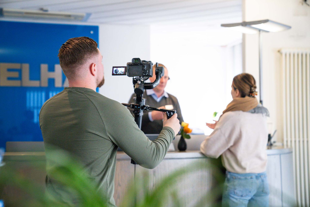 Interview-Dreh beim Kunden vor Ort
