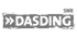 SWR DASDING Logo in Schwarz-Grau mit zwei Pfeilen in einem rechteckigen Kasten auf schwarzem Hintergrund.