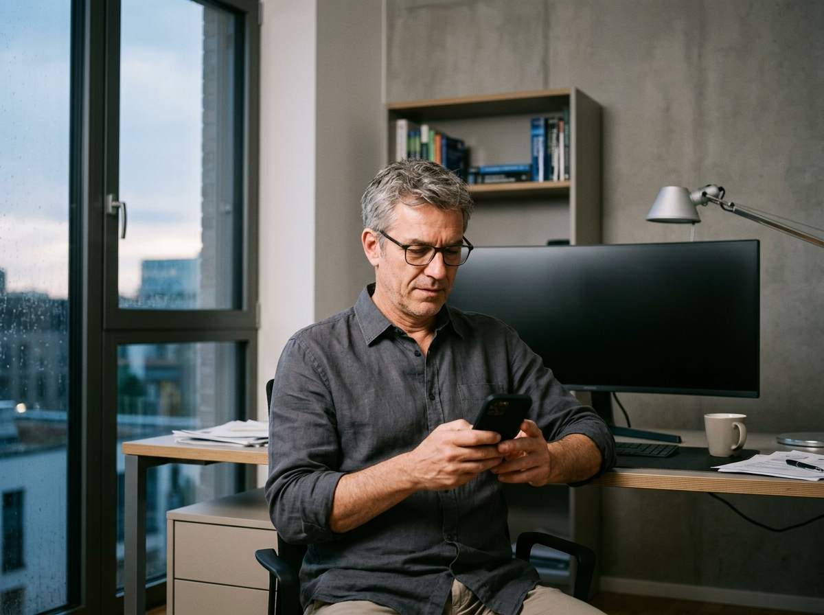 Entscheider scrollt abends im Feed