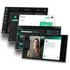 Vier gestapelte Bildschirme zeigen Software-Mockups von AI-THINK.