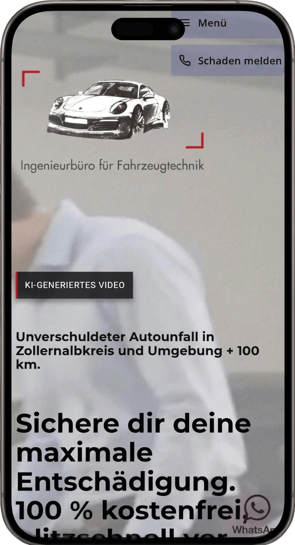 Handy mit Projekt Ingenieurbuero fuer Fahrzeugtechnik