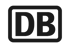 Schwarzes DB-Logo mit weißem Umriss auf dunkelgrünem Hintergrund.