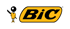 Das Bic-Logo zeigt eine Stiftfigur neben einem gelben, abgerundeten Rechteck mit dem schwarzen Text "BiC".