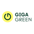 GIGA GREEN Logo mit gelbem Einschaltsymbol und dunkelgrüner Schrift auf dunkelgrünem Hintergrund.