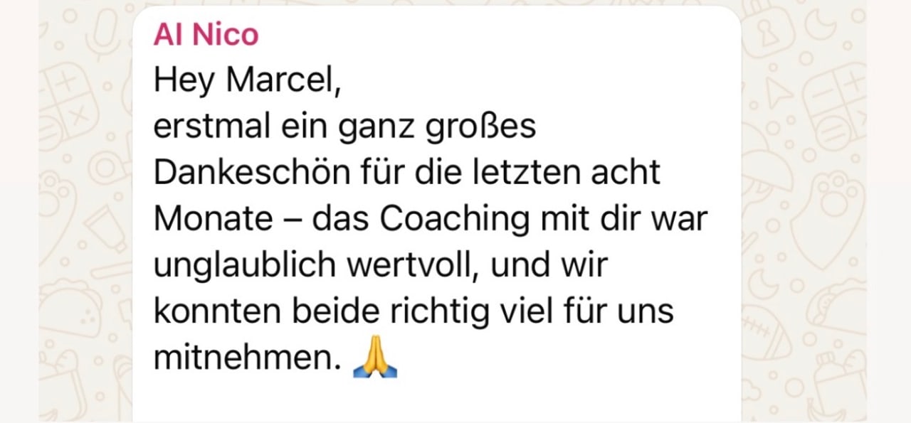 Kundenergebnis: Dankeschön nach 8 Monaten Coaching