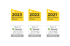Sechs "Best of Houzz Service"-Auszeichnungen von 2018 bis 2023 auf grünem Hintergrund.
