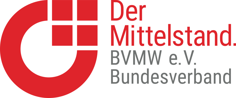 Logo des BVMW Bundesverbandes mit rotem "C"-Symbol und Text "Der Mittelstand. BVMW e.V. Bundesverband".