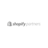 Shopify Partners Logo: Eine graue Einkaufstasche mit schwarzem "shopify partners" Text.