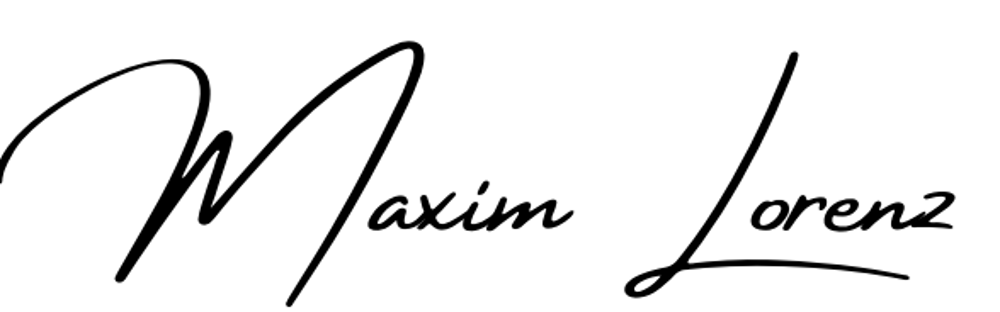 Die Unterschrift von Maxim Lorenz in schwarzer, kursiver Schrift auf weißem Hintergrund.