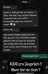 WhatsApp-Chat mit Textnachrichten über 397 € Umsatz aus einem Call und "400€ pro Gespräch!! Wann bist du dran?".