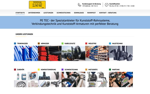 Webseite von PE TEC