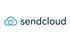 Blaues Sendcloud-Logo mit einer Wolke und einem Haus-Symbol daneben, gefolgt vom Schriftzug "sendcloud".