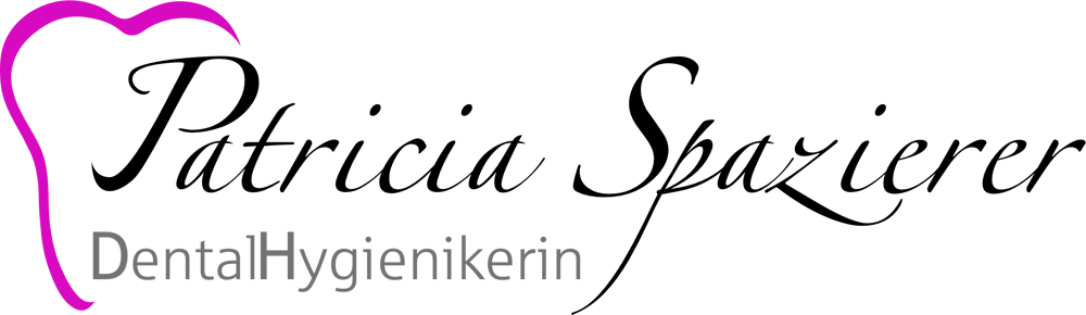 Patricia Spazierer DentalHygienikerin Logo mit lila Zahn-Outline.