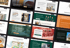 Vielzahl von Webseiten-Layouts für verschiedene Unternehmen, die auf einem dunklen Hintergrund angeordnet sind.