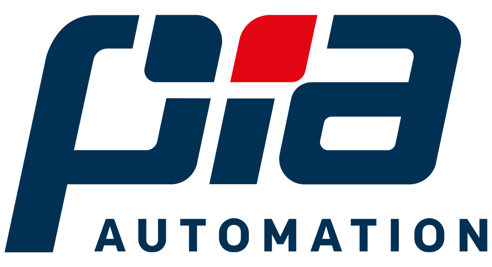 PIA Automation Logo mit "PIA" in blau und rot, darunter "AUTOMATION" in blau.